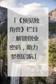 《预见独角兽》栏目：解锁创业密码，助力梦想启航