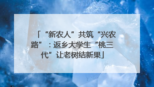 “新农人”共筑“兴农路”：返乡大学生“桃三代”让老树结新果