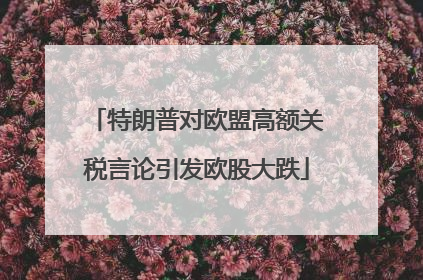 特朗普对欧盟高额关税言论引发欧股大跌