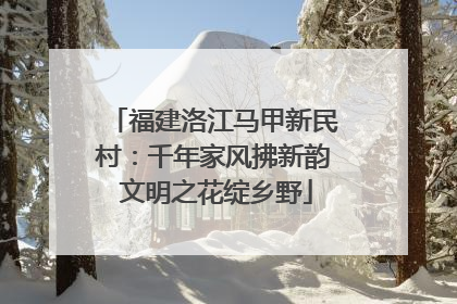 福建洛江马甲新民村：千年家风拂新韵 文明之花绽乡野