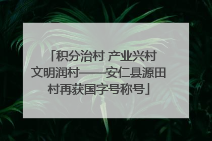 积分治村 产业兴村 文明润村——安仁县源田村再获国字号称号
