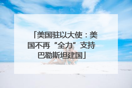 美国驻以大使：美国不再“全力”支持巴勒斯坦建国