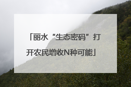 丽水“生态密码”打开农民增收N种可能