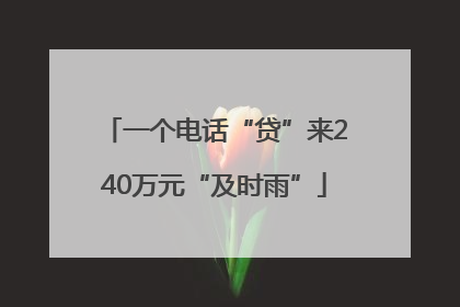 一个电话“贷”来240万元“及时雨”