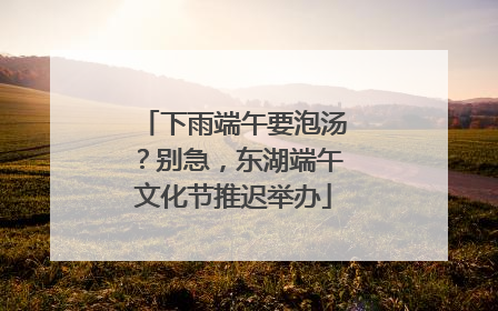 下雨端午要泡汤？别急，东湖端午文化节推迟举办