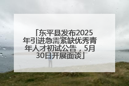 东平县发布2025年引进急需紧缺优秀青年人才初试公告，5月30日开展面谈