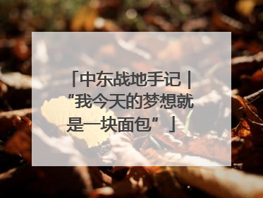中东战地手记｜“我今天的梦想就是一块面包”