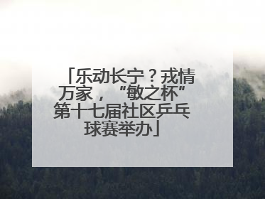 乐动长宁？戎情万家，“敏之杯”第十七届社区乒乓球赛举办