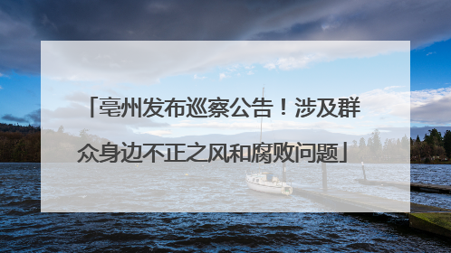 亳州发布巡察公告！涉及群众身边不正之风和腐败问题