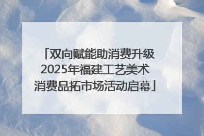 双向赋能助消费升级 2025年福建工艺美术消费品拓市场活动启幕