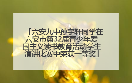 六安九中孙宇轩同学在六安市第32届青少年爱国主义读书教育活动学生演讲比赛中荣获一等奖