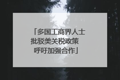 多国工商界人士批驳美关税政策 呼吁加强合作