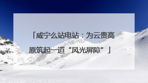 威宁么站电站：为云贵高原筑起一道“风光屏障”