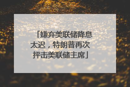 嫌弃美联储降息太迟，特朗普再次抨击美联储主席