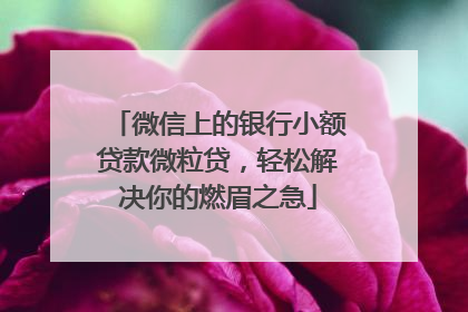 微信上的银行小额贷款微粒贷，轻松解决你的燃眉之急