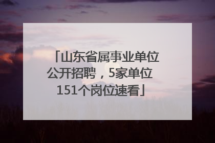 山东省属事业单位公开招聘，5家单位151个岗位速看