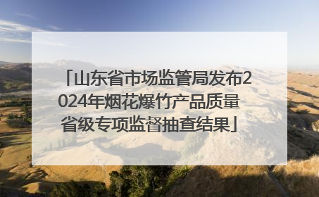 山东省市场监管局发布2024年烟花爆竹产品质量省级专项监督抽查结果