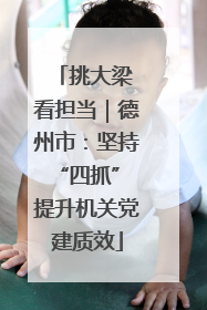 挑大梁 看担当｜德州市：坚持“四抓” 提升机关党建质效