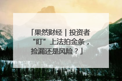 果然财经｜投资者“盯”上法拍金条，捡漏还是风险？