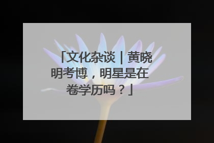 文化杂谈｜黄晓明考博，明星是在卷学历吗？