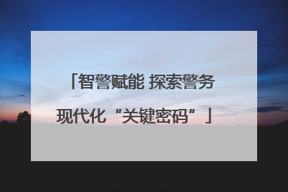 智警赋能 探索警务现代化“关键密码”