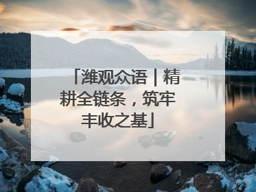 潍观众语｜精耕全链条，筑牢丰收之基