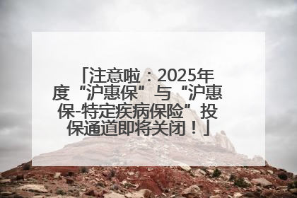 注意啦：2025年度“沪惠保”与“沪惠保-特定疾病保险”投保通道即将关闭！