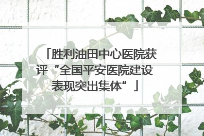 胜利油田中心医院获评“全国平安医院建设表现突出集体”