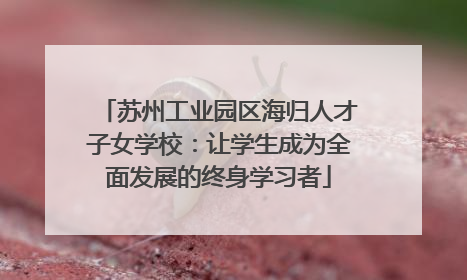苏州工业园区海归人才子女学校：让学生成为全面发展的终身学习者