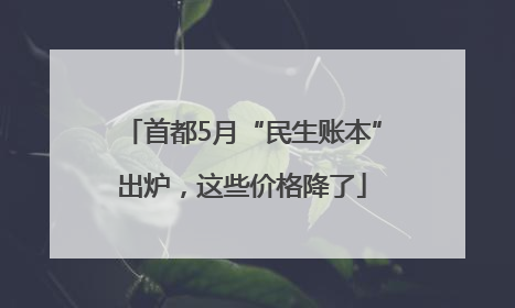 首都5月“民生账本”出炉，这些价格降了