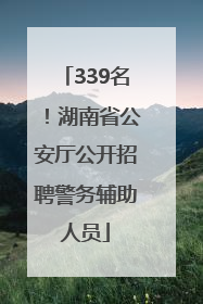 339名！湖南省公安厅公开招聘警务辅助人员