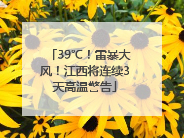 39℃！雷暴大风！江西将连续3天高温警告