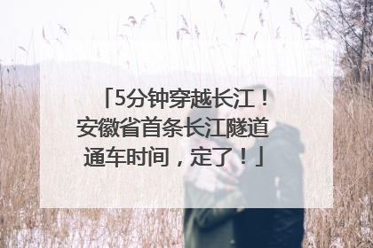 5分钟穿越长江！安徽省首条长江隧道通车时间，定了！
