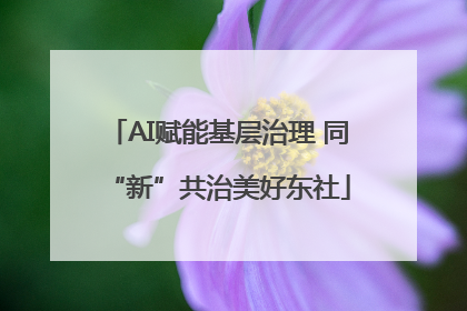 AI赋能基层治理 同“新”共治美好东社